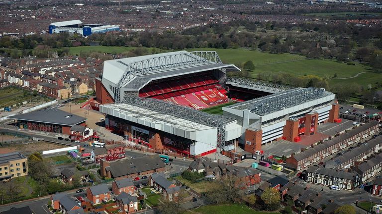 Getty - Aerial view of Anfield and Goodison Park 
