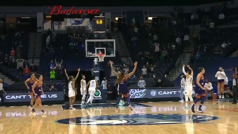 Diana Taurasi hit the crucial three-pointer in the closing stages as the Phoenix Mercury overcame the Minnesota Lynx.