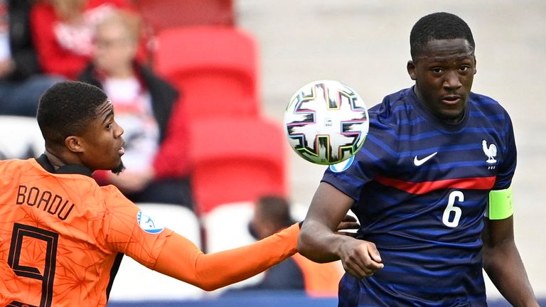 Netherlands' Myron Boadu scored twice to knock  Ibrahima Konate's France side out of the UEFA European Under-21 Championship