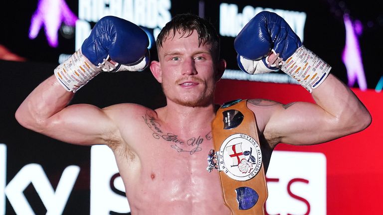 15 May 2021
Picture By Dave Thompson Matchroom Boxing
Dalton Smith celebrates with his belt after his win.