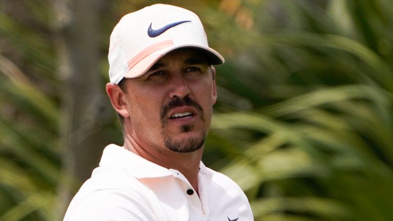 Brooks Koepka watches his ball from the second tee during the third round at the PGA Championship golf tournament on the Ocean Course, Saturday, May 22, 2021, in Kiawah Island, S.C. (AP Photo/Chris Carlson)