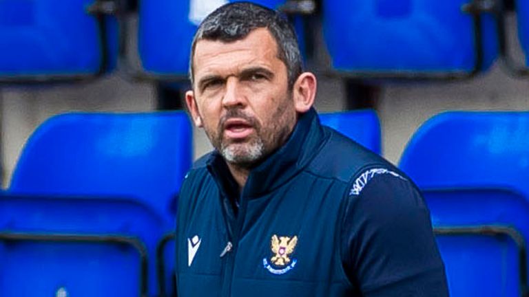 PERTH, SCOTLAND - MAY 15: St Johnstone manager Callum Davidson  during the  Scottish Premiership match between St Johnstone  and Livingston  at McDiarmid Park  on May 15, 2021, in Perth, Scotland. (Photo by Roddy Scott / SNS Group)