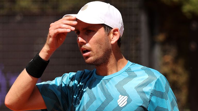 Cam Norrie of Great Britain looks on during day 5 of the the Internazionali BNL d’Italia match between Cameron Norrie of Great Britain and Alejandro Davidovich Fokina of Spain at Foro Italico on May 12, 2021 in Rome, Italy.