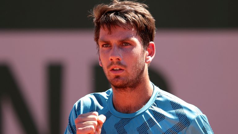 Cam Norrie of Great Britain celebrates in their mens singles first round match against Bjorn Fratangelo of The United States on day two of the 2021 French Open at Roland Garros on May 31, 2021 in Paris, France. (Photo by Adam Pretty/Getty Images)