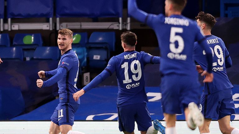 Timo Werner celebrates Chelsea's opener against Real Madrid