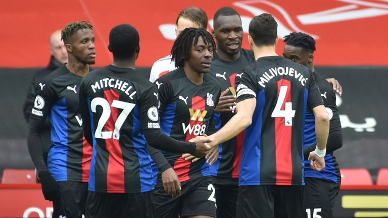 Christian Benteke celebrates his opener with teammates (AP)