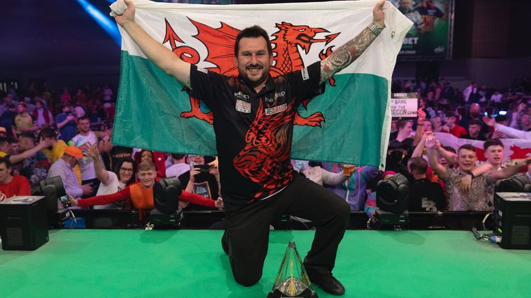 Welshman Jonny Clayton is the reigning Premier League champion (photo courtesy of Lawrence Lustig/PDC)