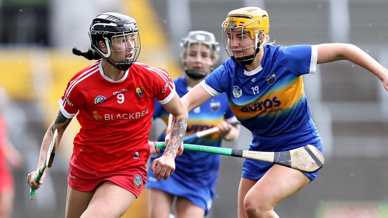 Ashling Thompson of Cork in action against Sarah Fryday of TIpperary