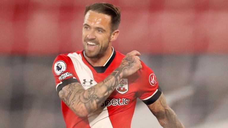 Danny Ings celebrates his second goal against Crystal Palace