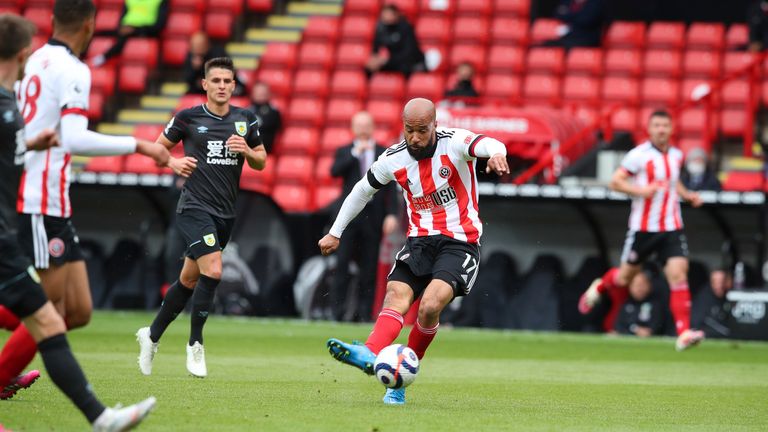 David McGoldrick scores Sheffield United's matchwinning goal against Burnley