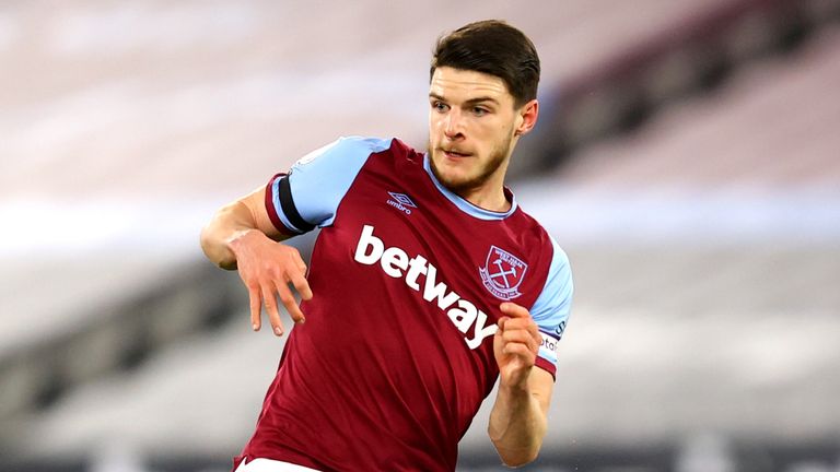 Declan Rice has been absent for West Ham with a knee injury