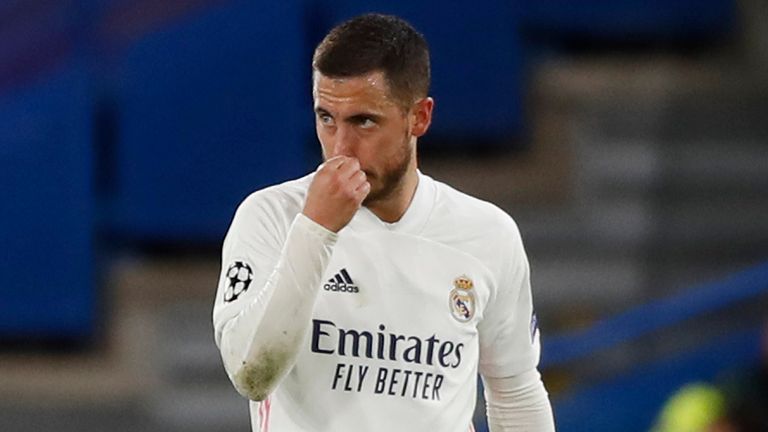 Real Madrid&#39;s Eden Hazard during the Champions League defeat to Chelsea