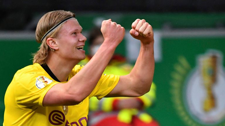 Erling Haaland scored his 37th and 38th goals of the season in Dortmund's big win