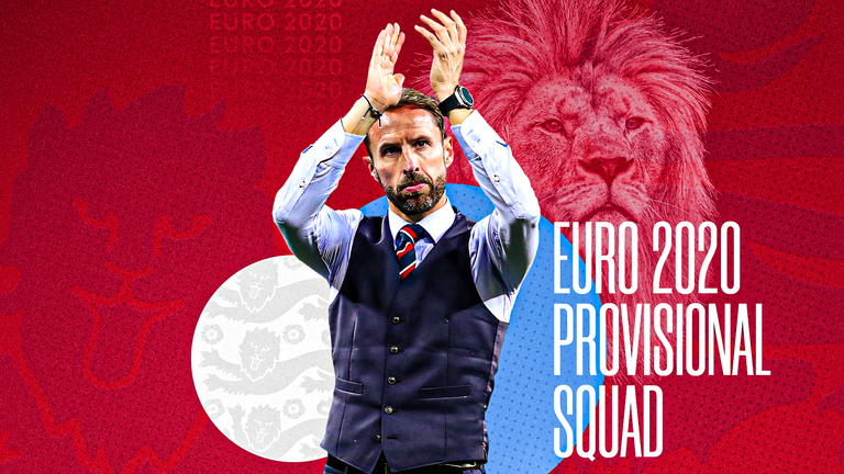 England manager Gareth Southgate names his provisional Euro 2020 squad at 1pm on Tuesday
