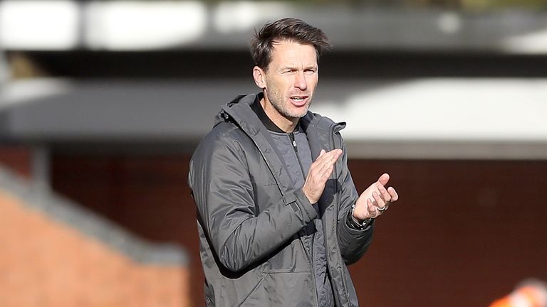 Manchester City manager Gareth Taylor during the FA Women&#39;s Super League match at Leigh Sports Village.