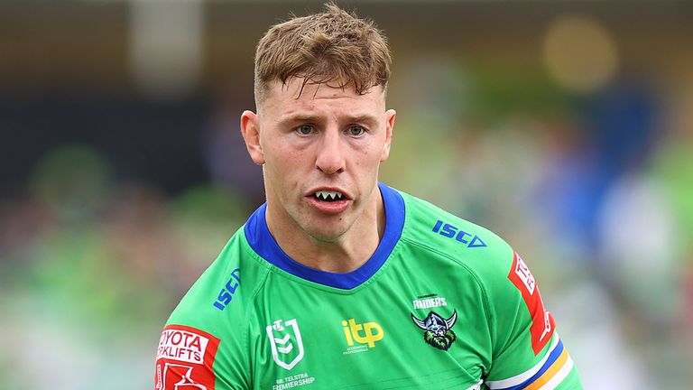 CANBERRA, AUSTRALIA - MARCH 27: George Williams of the Raiders in action during the round three NRL match between the Canberra Raiders and the Warriors at GIO Stadium on March 27, 2021, in Canberra, Australia. (Photo by Mark Nolan/Getty Images)