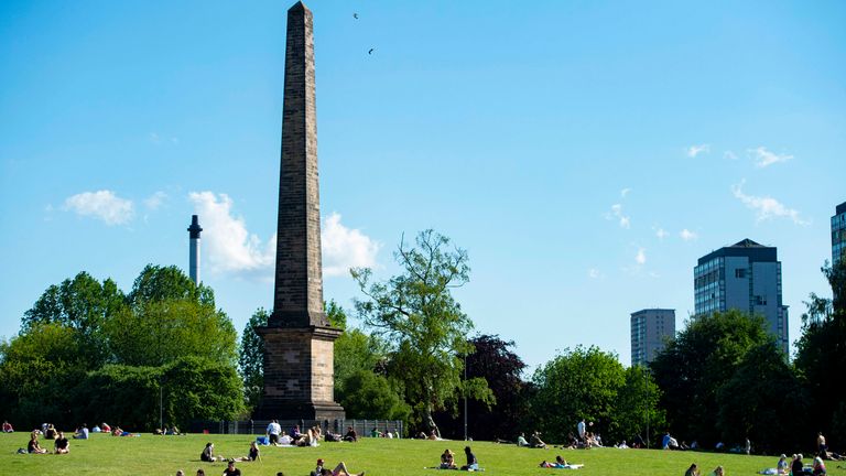 GLASGOW, SCOTLAND - MAY 31: Glasgow Green is pictured during the ongoing coronavirus pandemic, on May 31, 2020,  in Glasgow, Scotland. 