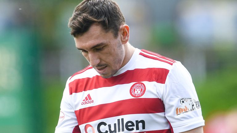 HAMILTON, SCOTLAND - MAY 16: Hamilton's Nathan Thomas during the Scottish Premiership match between Hamilton and Kilmarnock at the FOYS Stadium, on May 16, 2021, in Hamilton, Scotland. (Photo by Craig Foy / SNS Group)