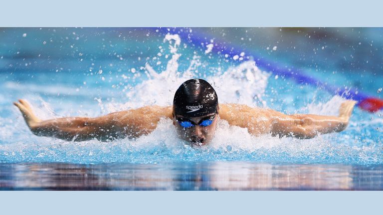 SHEFFIELD, ENGLAND - JUNE 28: Harry Needs of Stockport Metro in action during the Mens Open 50m Butterfly heats during day three of the British Gas Swimming Championships 2013 at Ponds Forge on June 28, 2013 in Sheffield, England. (Photo by Matthew Lewis/Getty Images)