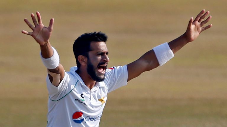 Hasan Ali returned his best Test figures of 5-36 as Pakistan triumphed by an innings and 116 runs in Harare. (AP Photo/Anjum Naveed)