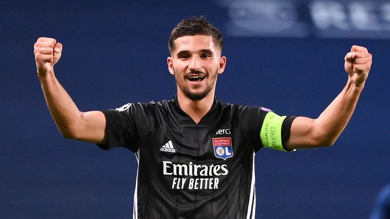 Houssem Aouar was on target for Lyon against Lorient