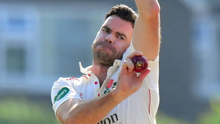 PA - Lancashire's James Anderson bowls during day one of the Second XI match at Boughton Hall, Chester. in 2019