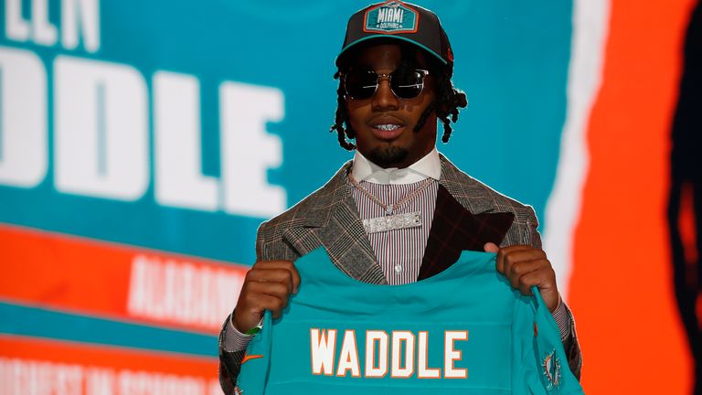 The Dolphins selected Alabama receiver Jaylen Waddle with the sixth overall pick at the Draft. (Image AP)