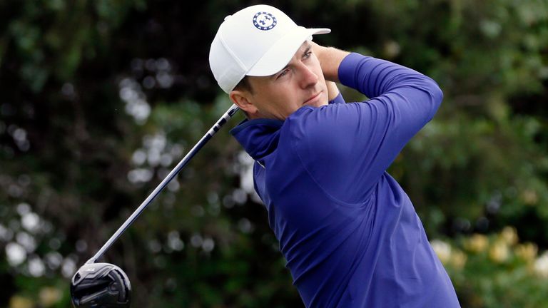 Jordan Spieth watches his tee shot on the 16th hole during the second round of the AT&T Byron Nelson
