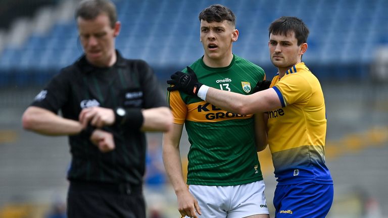 David Clifford of Kerry is marked by Brian Stack of Roscommon