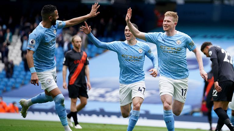 Kevin De Bruyne celebrates his goal (AP)