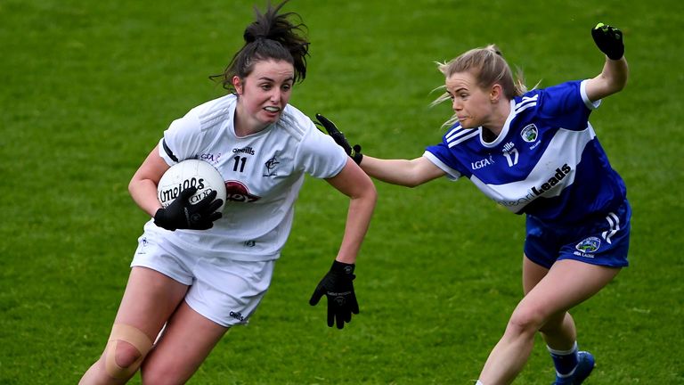 Laura Curran of Kildare in action against Rachel Williams of Laois