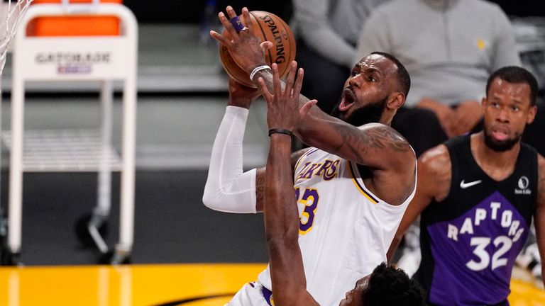 LeBron James returned over the weekend after a long term ankle injury, but could miss the rest of a huge week for the LA Lakers  (AP Photo/Mark J. Terrill)