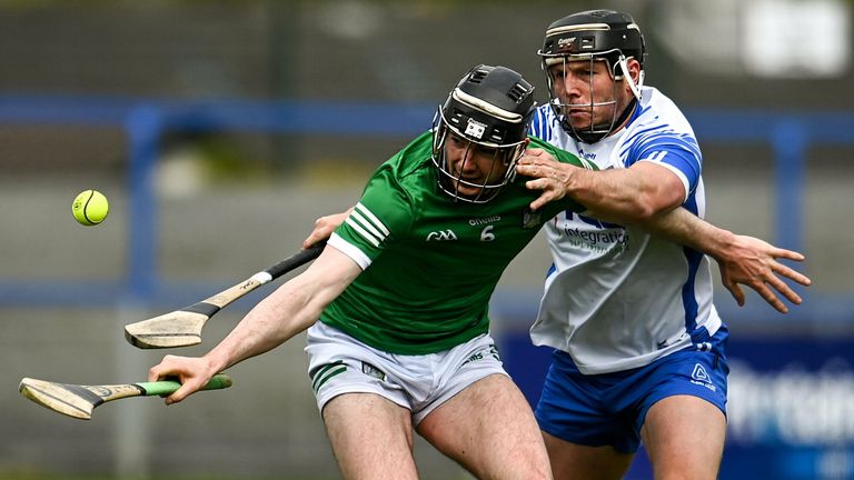 Declan Hannon of Limerick in action against Jake Dillon of Waterford