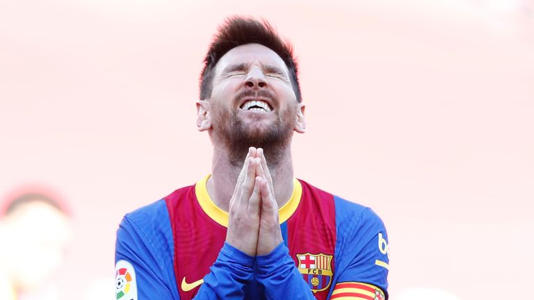 Lionel Messi shows his frustration during the draw