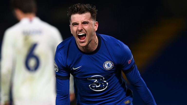 Mason Mount celebrates after scoring Chelsea's second goal against Real Madrid