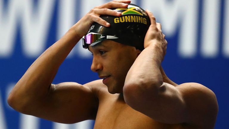 MANCHESTER, ENGLAND - MARCH 13: Michael Gunning of Jamaica competes in the Men's 200m Butterfly heats on day two of the British Swimming Invitation Meet at the Manchester Aquatics Centre on March 13, 2021 in Manchester, England. (Photo by Clive Rose/Getty Images)

