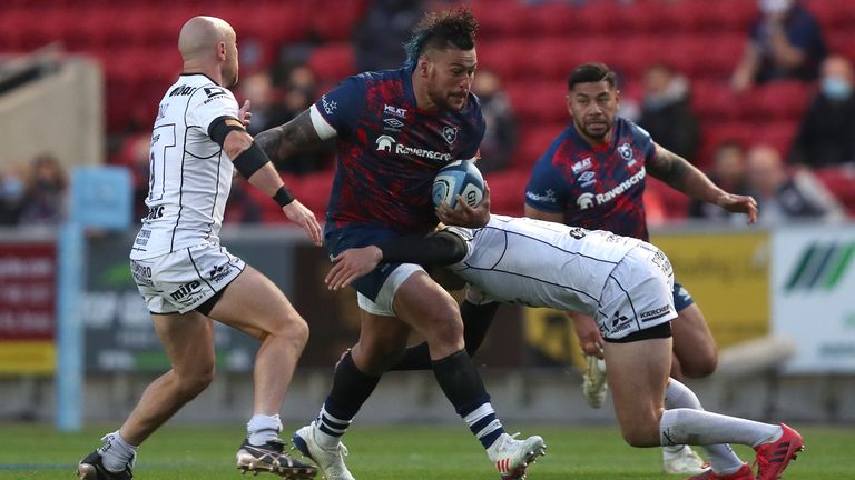 Nathan Hughes on the charge for Bristol