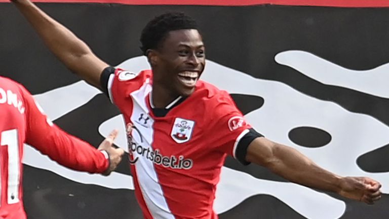 A joyous Nathan Tella reacts after putting Southampton 2-0 up against Fulham