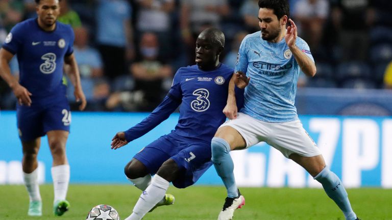 N'Golo Kante tackles Ilkay Gundogan