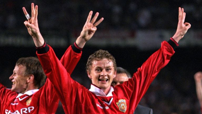 Ole Gunnar Solskjaer scored a last-gasp winner against Bayern Munich in the Champions League final on 26 May 1999