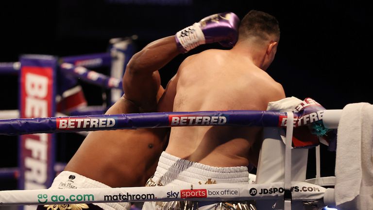 *** FREE FOR EDITORIAL USE ***.Derek Chisora vs Joseph Parker, Heavyweight Contest..1 May 2021.Picture By Mark Robinson Matchroom Boxing..