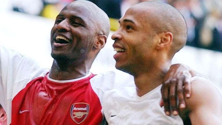 Patrick Vieira (left) and Thierry Henry have joined Bergkamp in backing Daniel Ek's bid to buy Arsenal (PA)