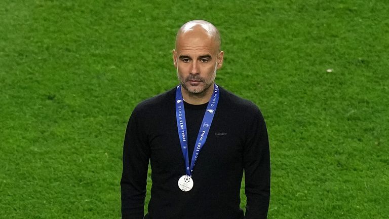 Manchester City manager Pep Guardiola after the final whistleduring the UEFA Champions League final match held at Estadio do Dragao in Porto, Portugal