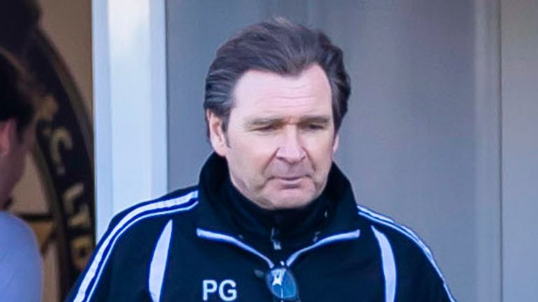 GREENOCK, SCOTLAND - APRIL 24: Alloa manager Peter Grant at full time during a Scottish Championship match between Greenock Morton and Alloa Athletic on April 24, 2021, in Greenock, Scotland.  (Photo by Roddy Scott / SNS Group)