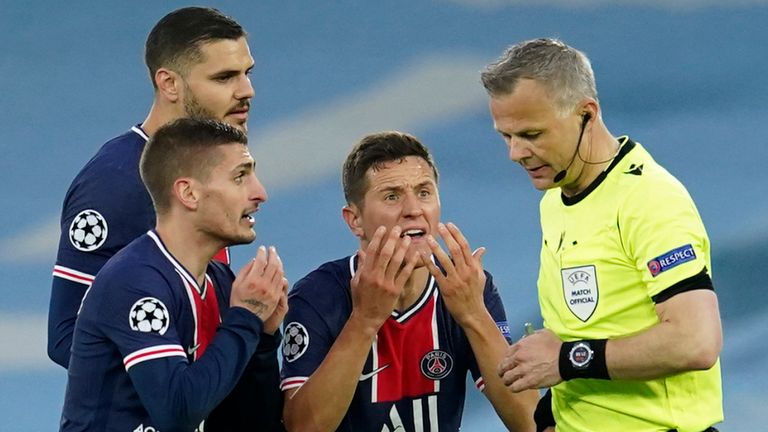 psg players marco verratti and ander herrera accuse referee bjorn kuipers of swearing at club s players during manchester city defeat football news sky sports psg players marco verratti and ander herrera accuse referee bjorn kuipers of swearing at club s players during manchester city defeat football news sky sports