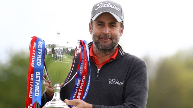 Richard Bland with the Betfred British Masters trophy