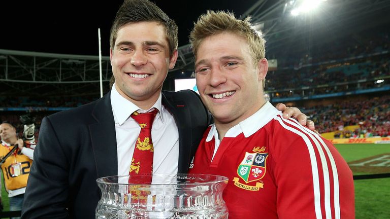 Ben and Tom Youngs celebrate the Lions series win in 2013