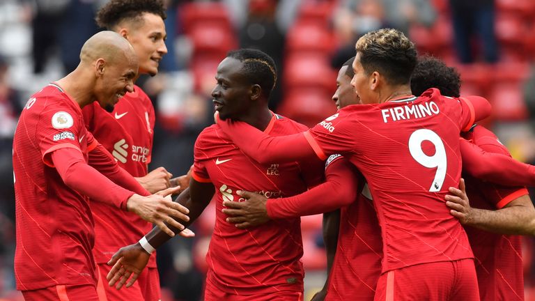 Sadio Mane celebrates scoring Liverpool&#39;s second goal (AP)