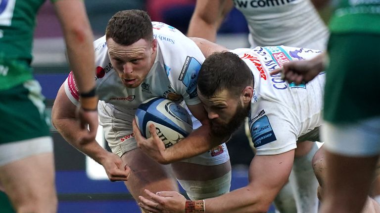 Sam Simmonds scored a hat-trick for Exeter vs London Irish on Tuesday, breaking the record for tries in a Premiership season in doing so 