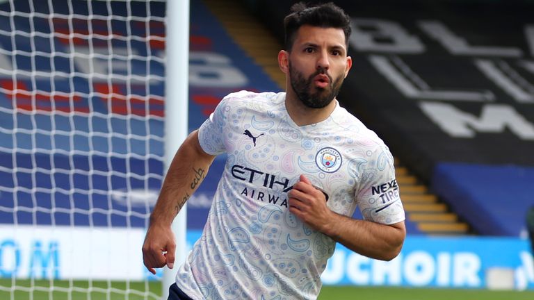 Sergio Aguero set Man City on course for a priceless victory at Crystal Palace as they move to the brink of the Premier League title